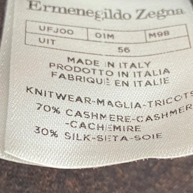 Ermenegildo Zegna Men's Brown Cashmere V-neck Jumper