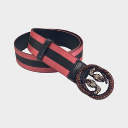Second-hand Gucci Women's Pink And Brown Belt With Embellished Snake Buckle
