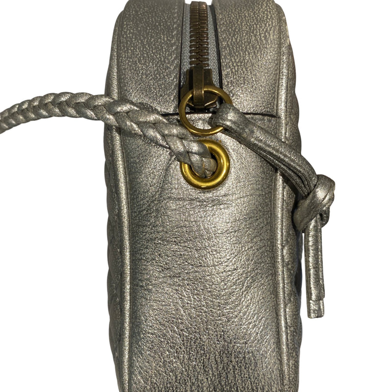 Gucci Silver Leather Camera Shoulder Bag