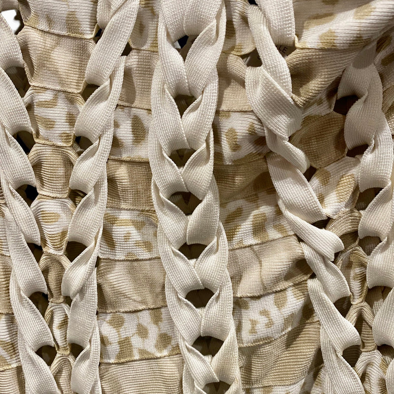 HERVE LEGER beige-ecru knitted dress