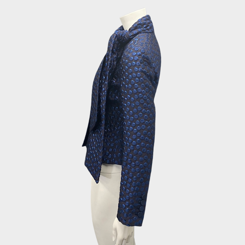 DSquared2 Women's Black Jacket With Metallic Blue Polka Dot Print