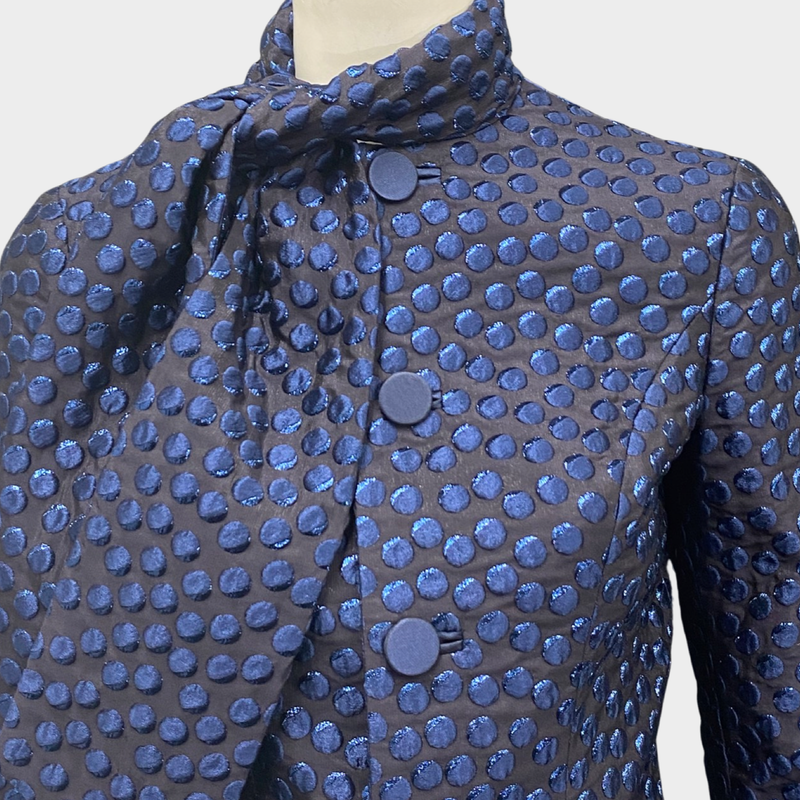 DSquared2 Women's Black Jacket With Metallic Blue Polka Dot Print