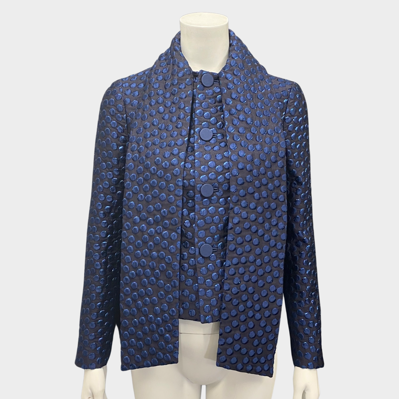 DSquared2 Women's Black Jacket With Metallic Blue Polka Dot Print