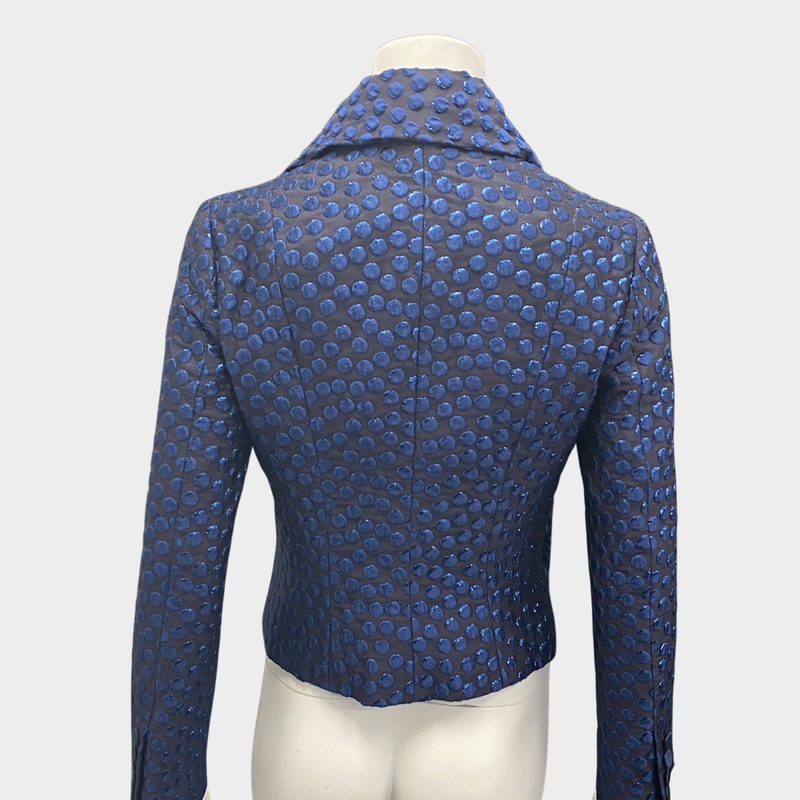 DSquared2 Women's Black Jacket With Metallic Blue Polka Dot Print