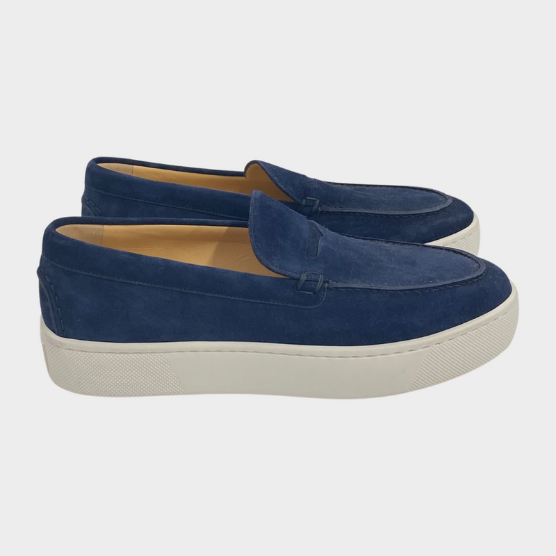 Christian Louboutin Men's Navy Suede 'Paqueboat' Platform Loafers