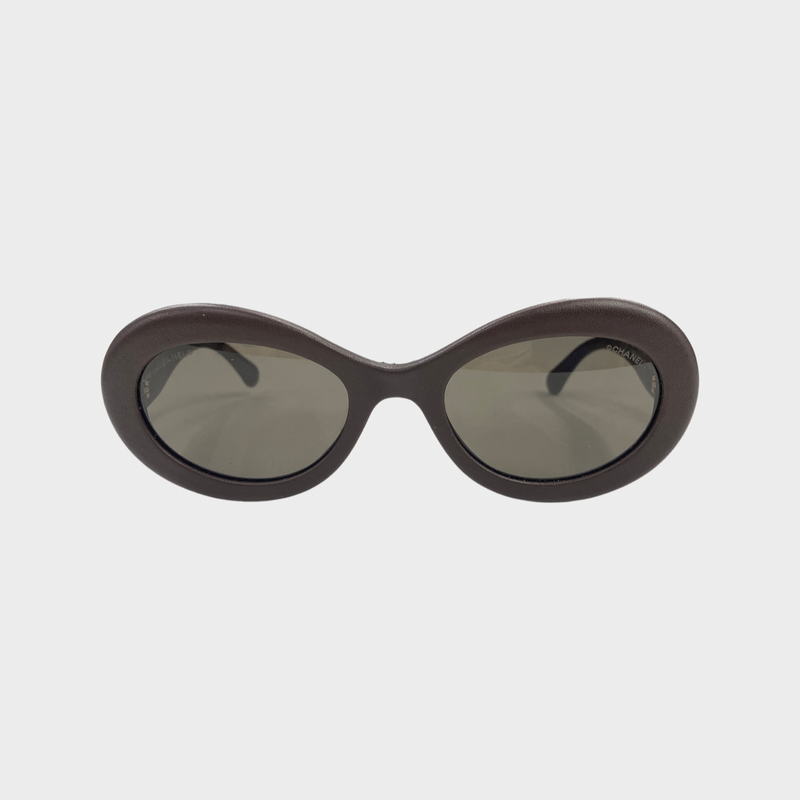 Chanel women’s brown leather sunglasses