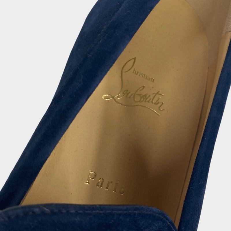 Christian Louboutin Men's Navy Suede 'Paqueboat' Platform Loafers
