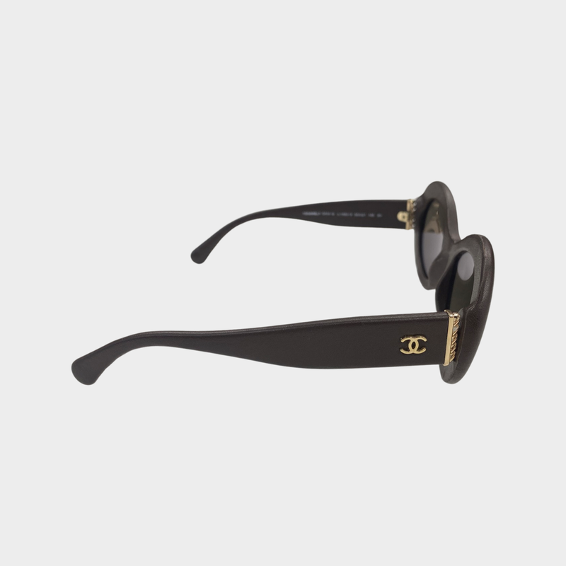 Chanel women’s brown leather sunglasses
