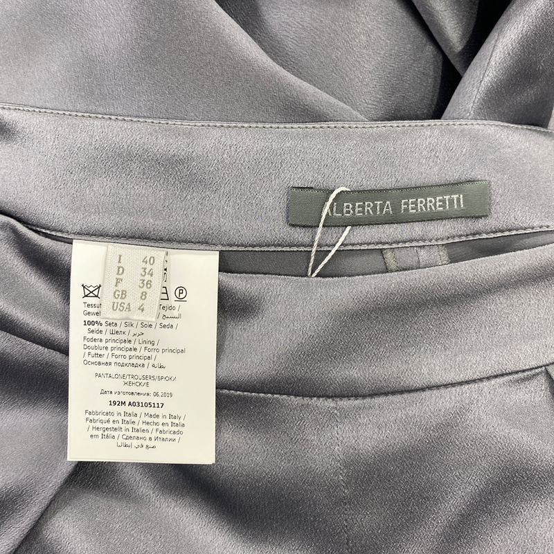 Alberta Ferretti women's grey silk trousers