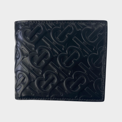Second-hand Burberry Black Leather Monogram Logo Print Wallet