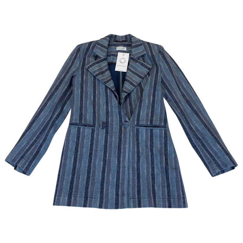 pre-owned HOFMANN COPENHAGEN blue striped double-breasted jacket | Size UK10