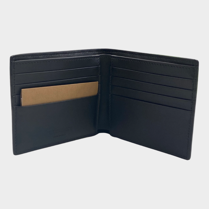 Burberry Black Leather Monogram Logo Print Wallet