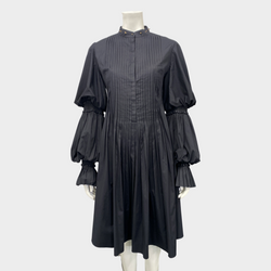 Alexander Mcqueen black cotton pleated dress