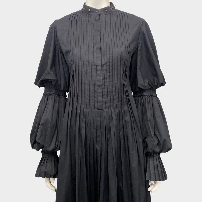 Alexander Mcqueen black cotton pleated dress