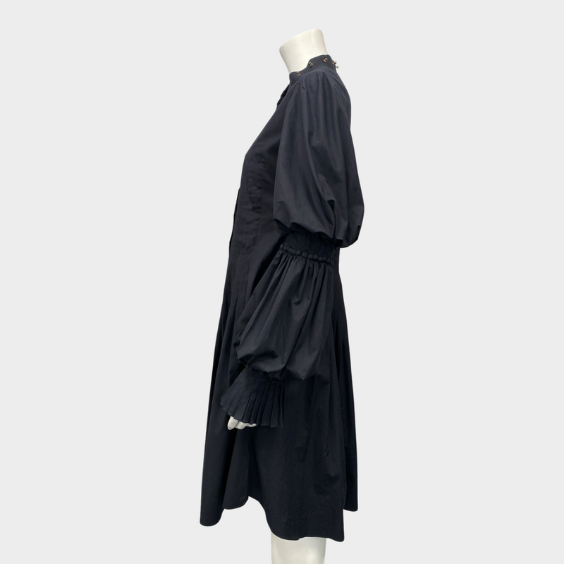 Alexander Mcqueen black cotton pleated dress