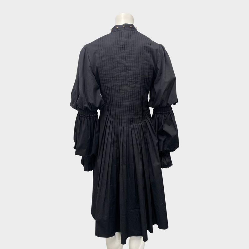 Alexander Mcqueen black cotton pleated dress