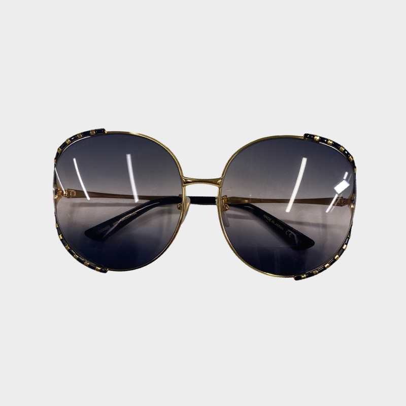 Gucci Women's Black and Gold Trim Sunglasses