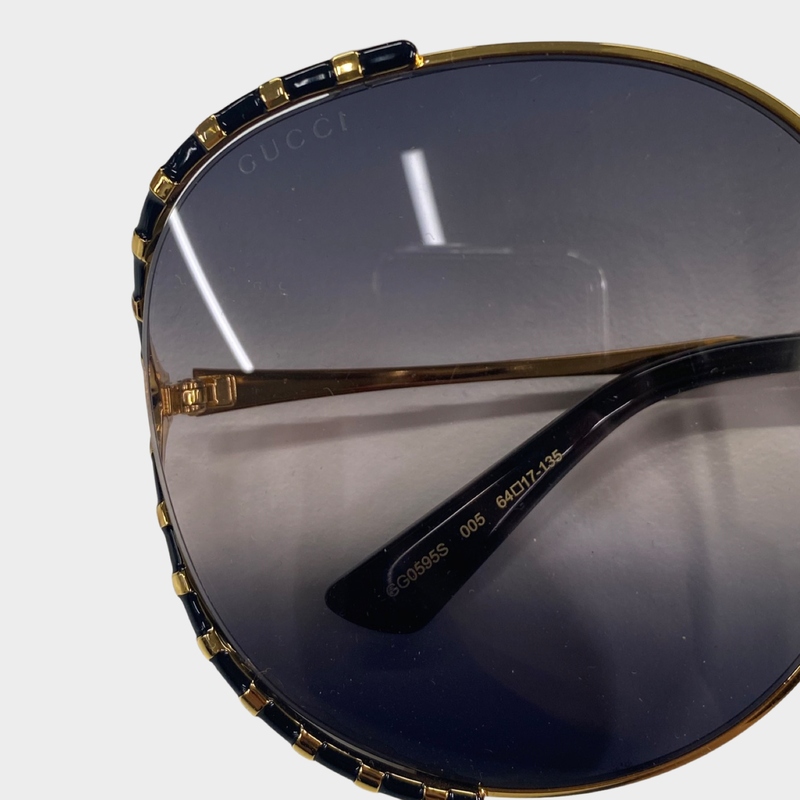Gucci Women's Black and Gold Trim Sunglasses