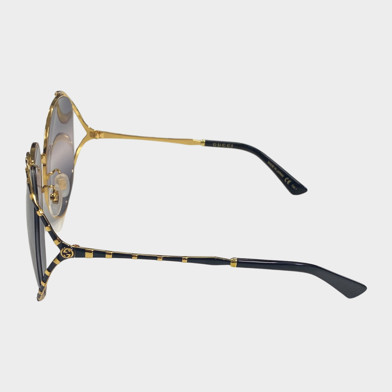 Gucci Women's Black and Gold Trim Sunglasses