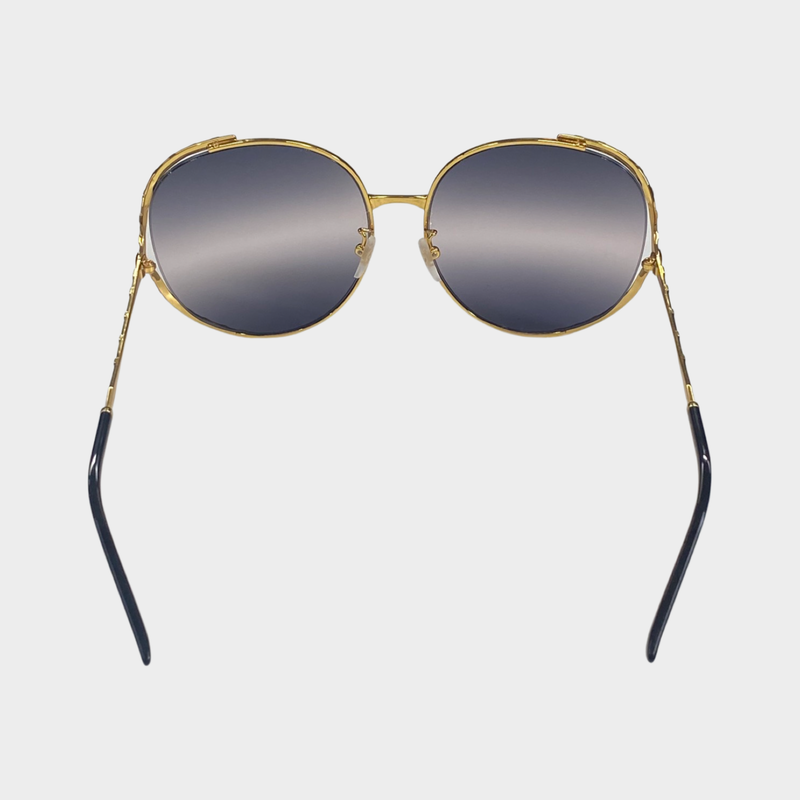 Gucci Women's Black and Gold Trim Sunglasses
