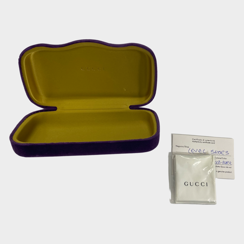 Gucci Women's Black and Gold Trim Sunglasses