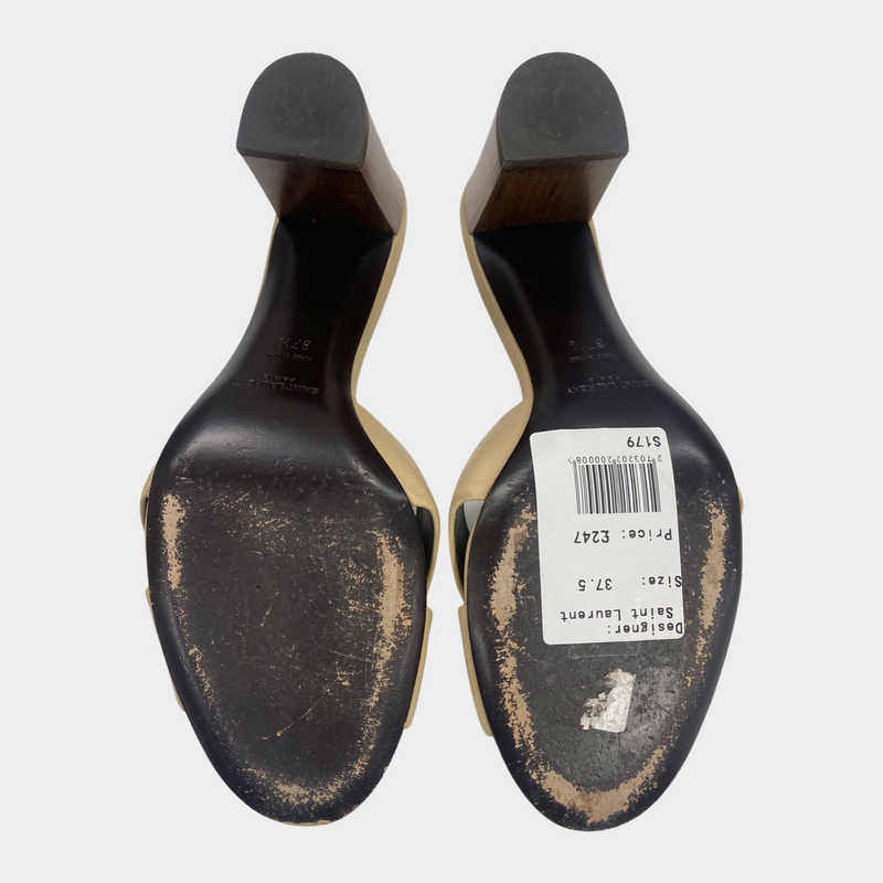 Saint Laurent beige leather mules