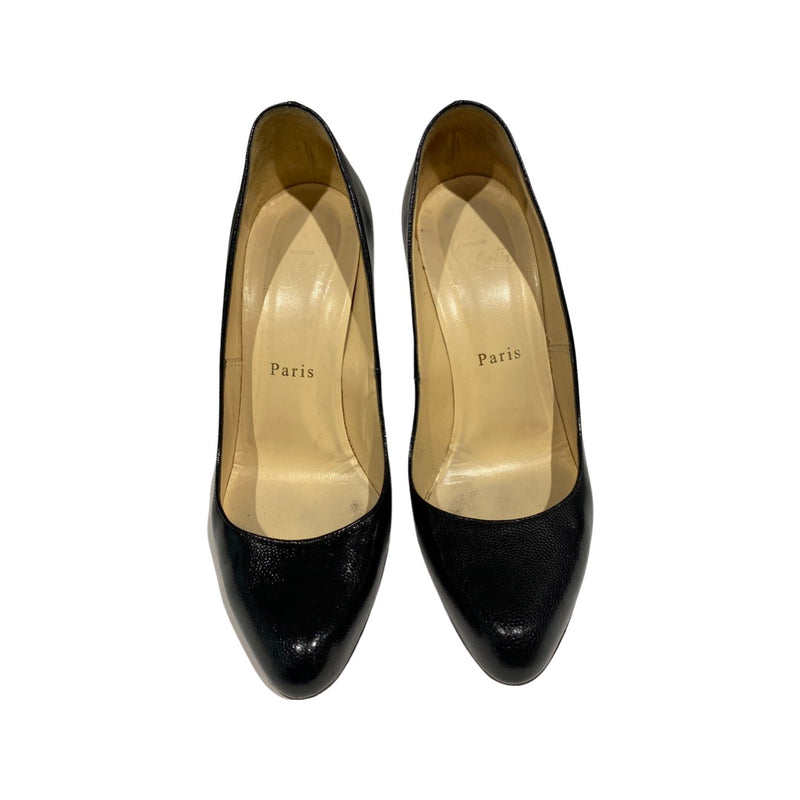 second-hand CHRISTIAN LOUBOUTIN black grained leather pumps | Size 38