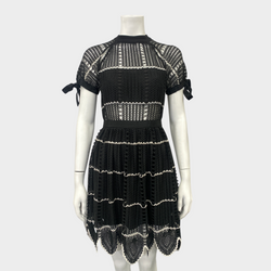 Self-Portrait black and white crochet mini dress