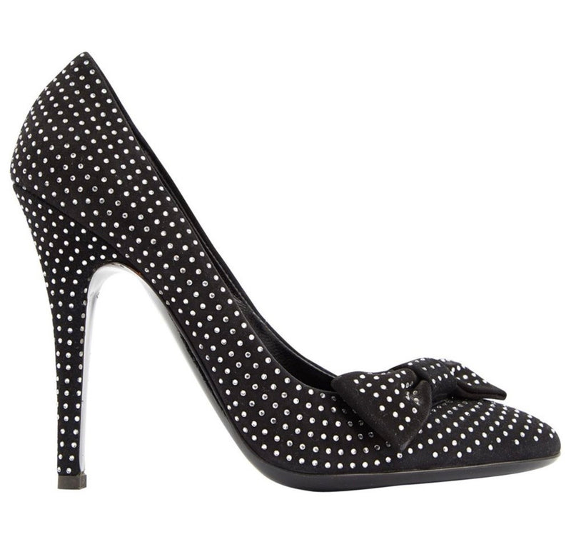 pre-owned GIUSEPPE ZANOTTI X BALMAIN suede crystal heels | Size 37.5