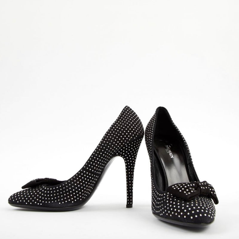 second-hand GIUSEPPE ZANOTTI X BALMAIN suede crystal heels | Size 37.5