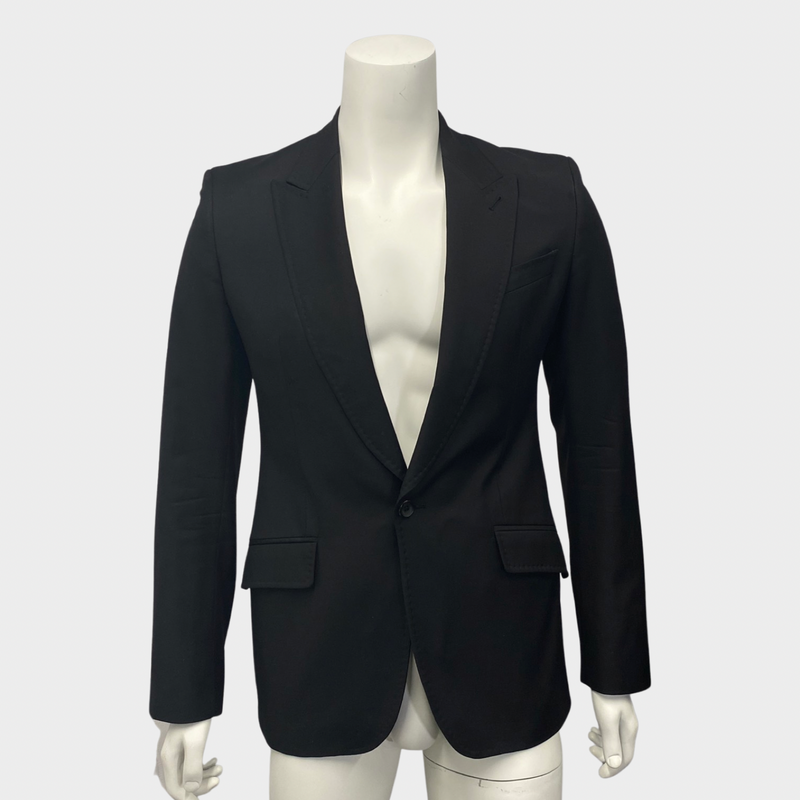 John Galliano Men's Black Wool Blazer Jacket