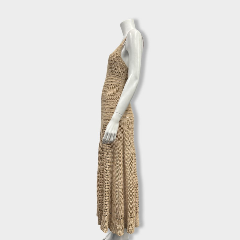 second-hand LORO PIANA beige cotton crochet dress | Size S