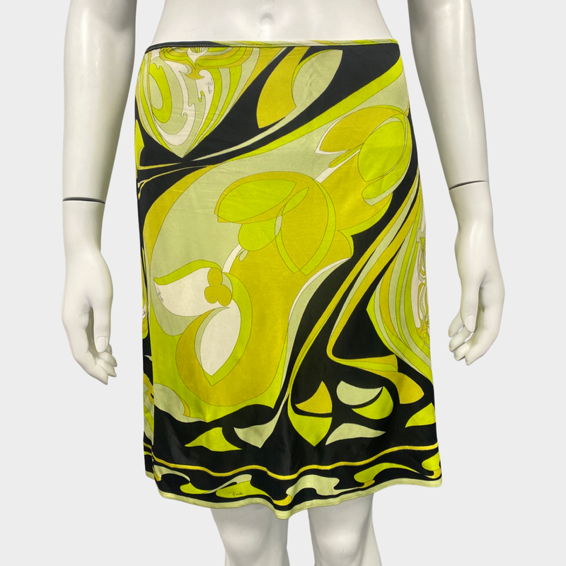Emilio Pucci lemon-green and black  viscose mini skirt