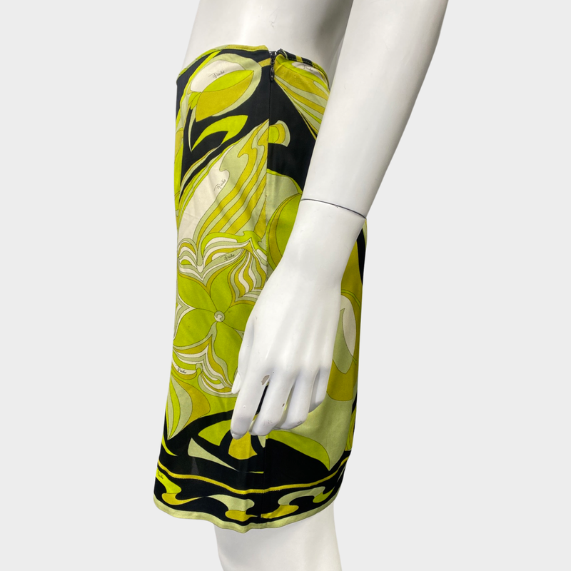 Emilio Pucci lemon-green and black  viscose mini skirt