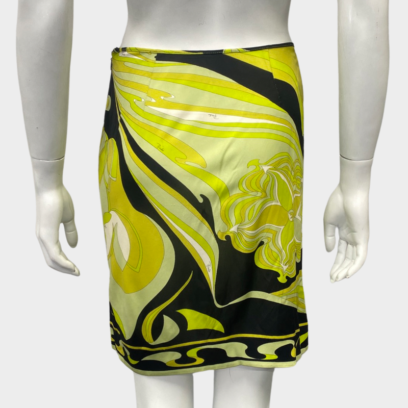 Emilio Pucci lemon-green and black  viscose mini skirt