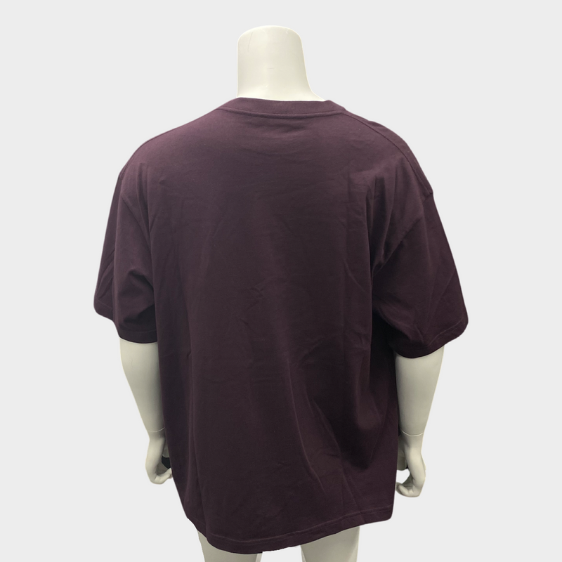Balenciaga Men's Deep Purple Cotton T-shirt With Logo