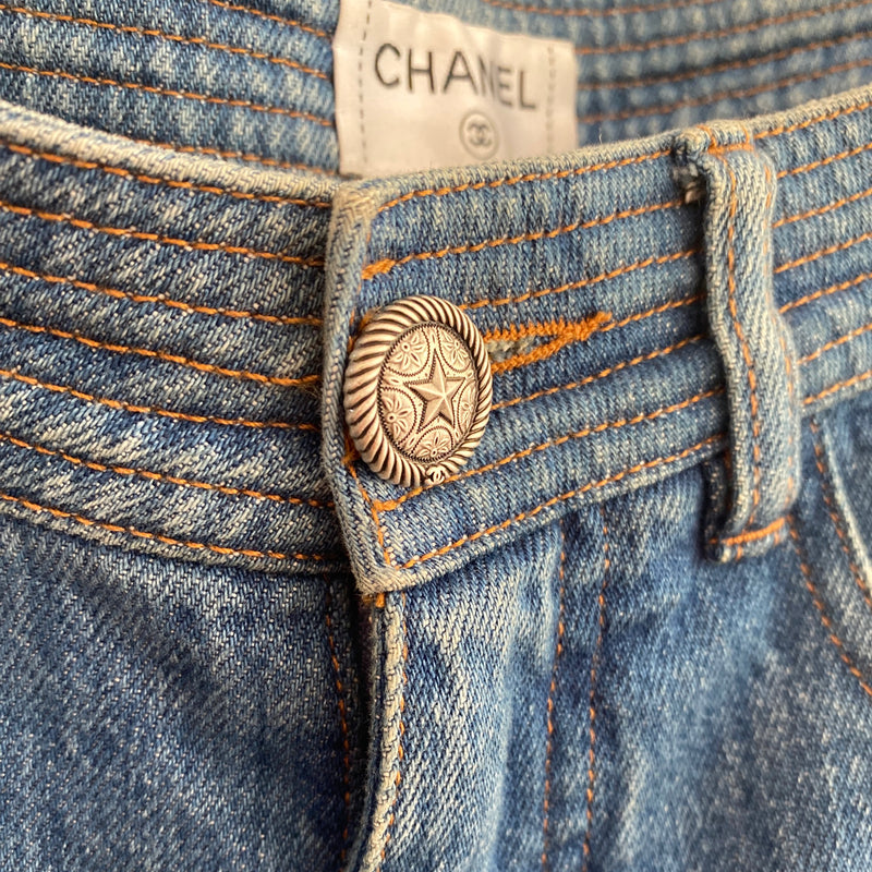 CHANEL navy slim-fit jeans