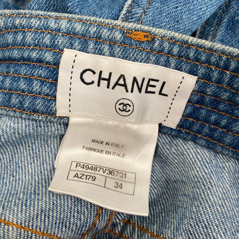 CHANEL navy slim-fit jeans