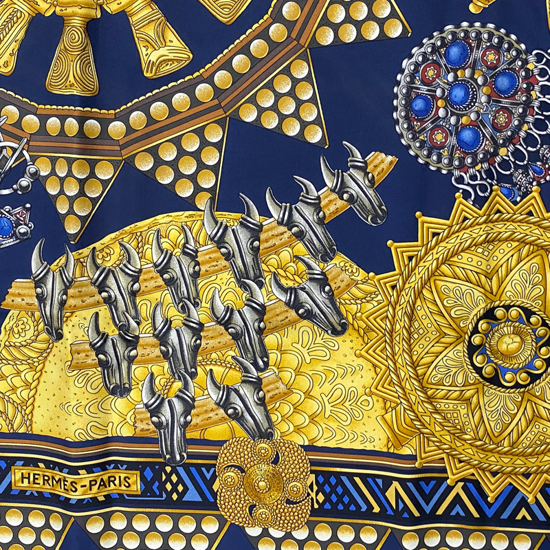 Hermes Multicolour Aztec Style Print Silk Scarf