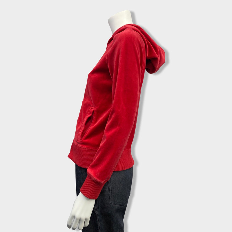 second-hand MK MICHAEL KORS red velvet zipped hoodie | Size S