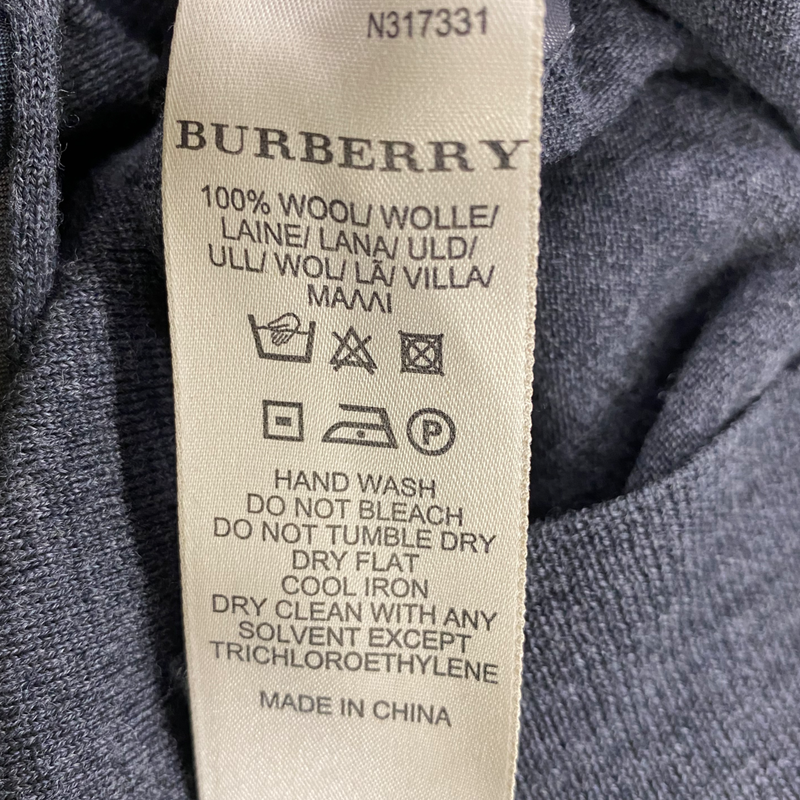 Burberry Men's Dark Grey Wool V-neck Jumper