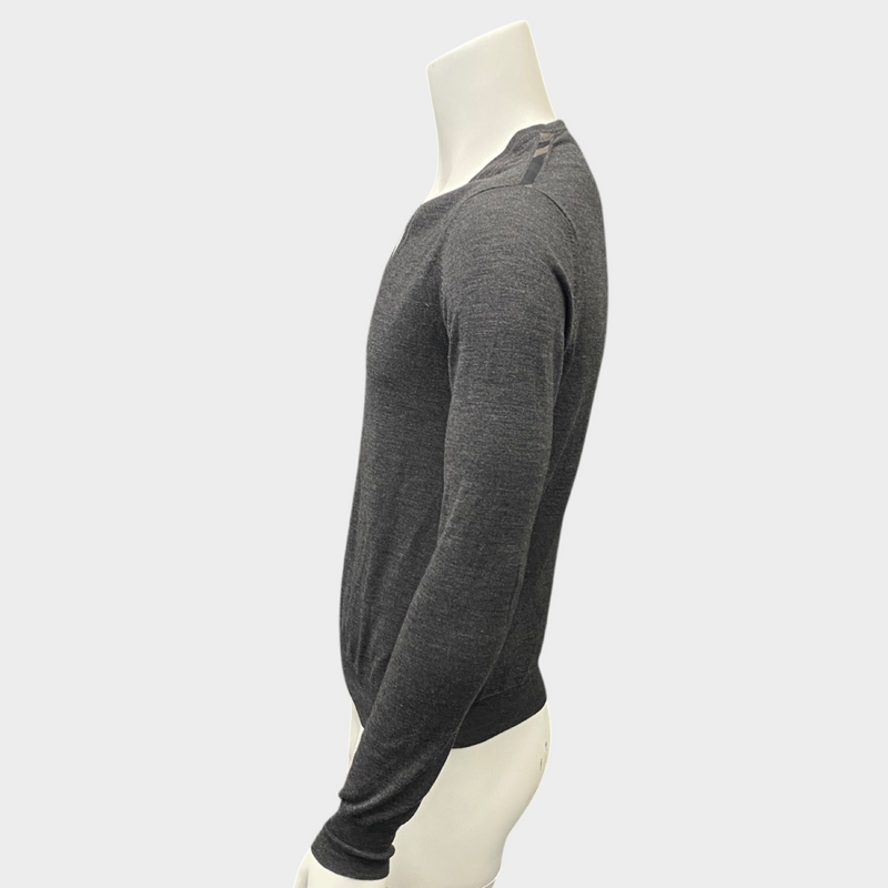 Burberry Men's Dark Grey Wool V-neck Jumper