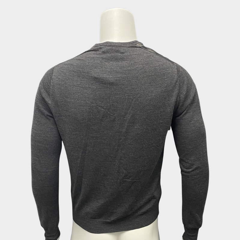 Burberry Men's Dark Grey Wool V-neck Jumper