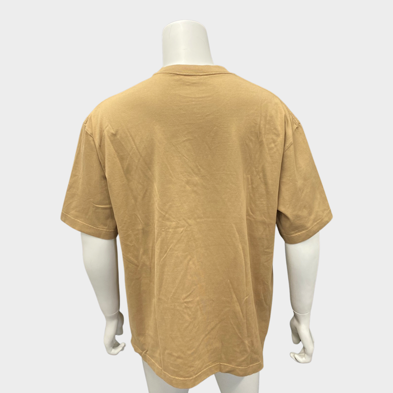 Balenciaga Men's Camel Coloured Cotton T-Shirt With Logo Detail