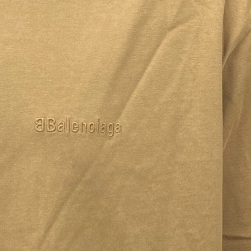 Balenciaga Men's Camel Coloured Cotton T-Shirt With Logo Detail
