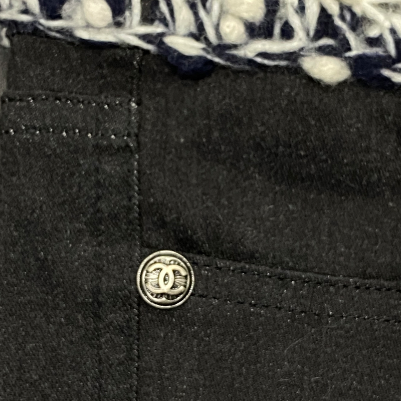 Chanel Women's Black Slim Fit Jeans With Knit Waistline Detail
