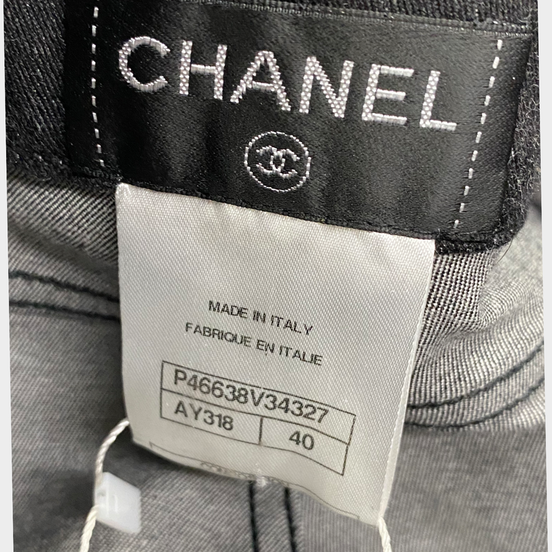Chanel Women's Black Slim Fit Jeans With Knit Waistline Detail