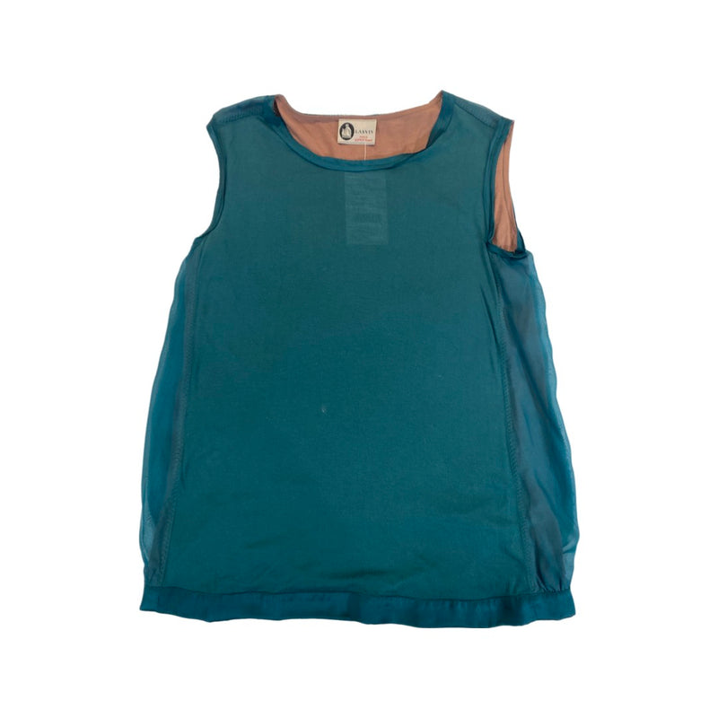 pre-owned LANVIN emerald green viscose and silk top | Size FR36