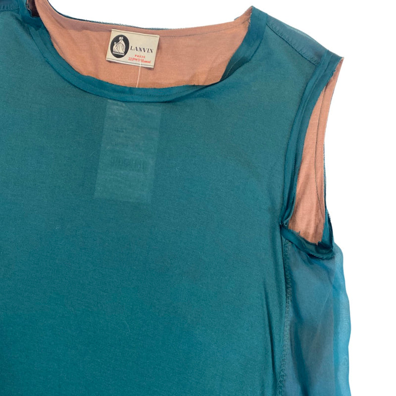 LANVIN emerald green viscose and silk top