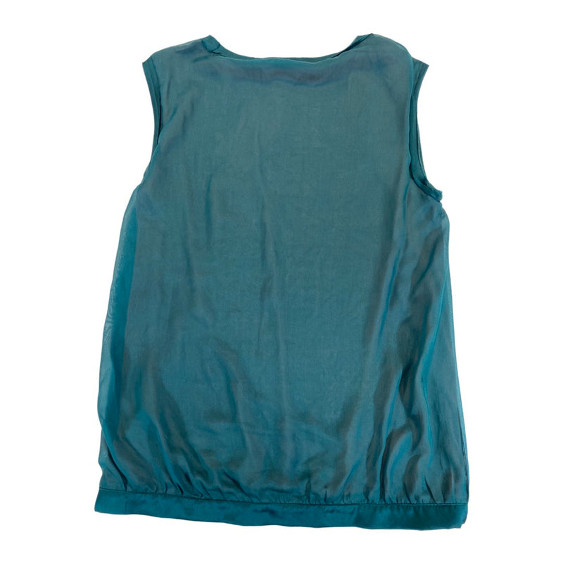pre-loved LANVIN emerald green viscose and silk top | Size FR36